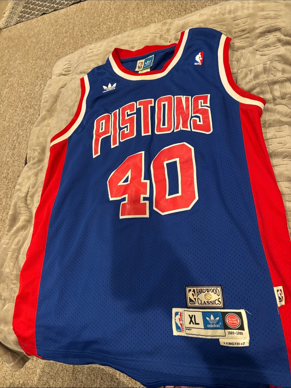 adidas NBA Blue Red Pistons #40 LAIMBEER Hardwood Classics Jersey-XL